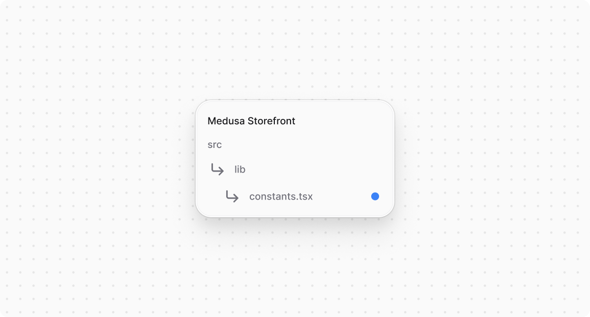 Directory structure in the Medusa Storefront after updating the file for constants